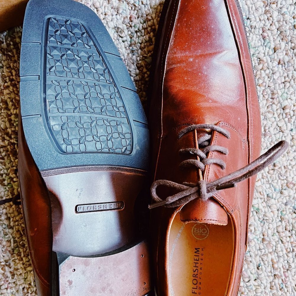 Florsheim Mens Leather Positino Bike Toe Oxford Dress Shoes 10-D Brown